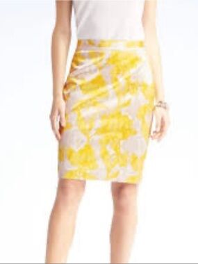 Banana Republic Yellow Floral Pencil Skirt